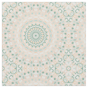 Tecido Sage Verde e Padrão Mandala Pêssego