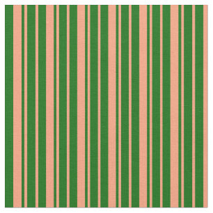 Tecido Salmão Claro e Padrão Verde Escuro de Stripes