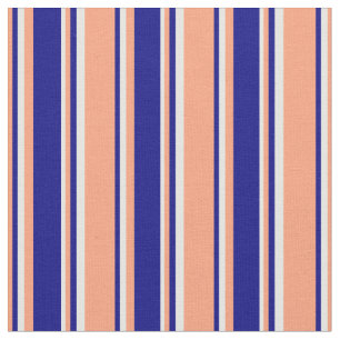 Tecido Salmão Claro, Padrão Vinculado Azul e Branco