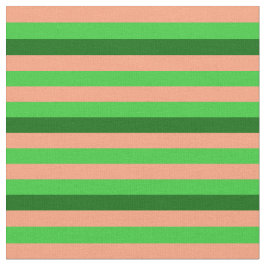 Tecido Salmão claro, Verde limão e faixas verdes escuras