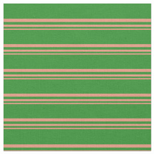 Tecido Salmão Escuro e Faixas de Coloração Verde Flore