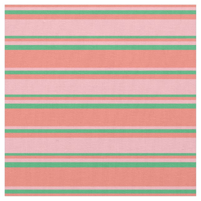 Tecido Salmão, Rosa claro e padrão verde marinho (Detalhe)