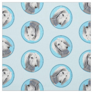 Tecido Saluki Painting Silver Feathering Original Dog Art