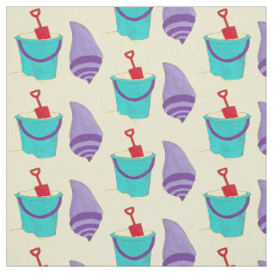 Tecido Sand Shells Beach Balde Shovel Seashell Vacation