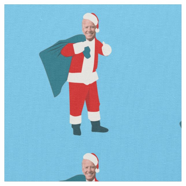 Tecido santa claus joe biden natal azul (Detalhe)