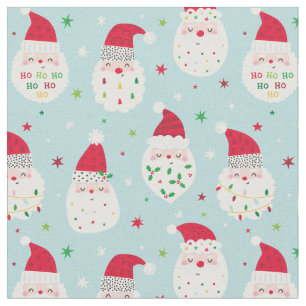 Tecido Santas bonitas com barbas festivas de azul claro