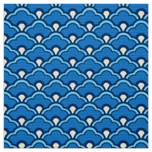 Tecido Scallops de Deco, azul de oceano e índigo chinese