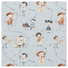 Tecido  School Music Band Note Sign Blue