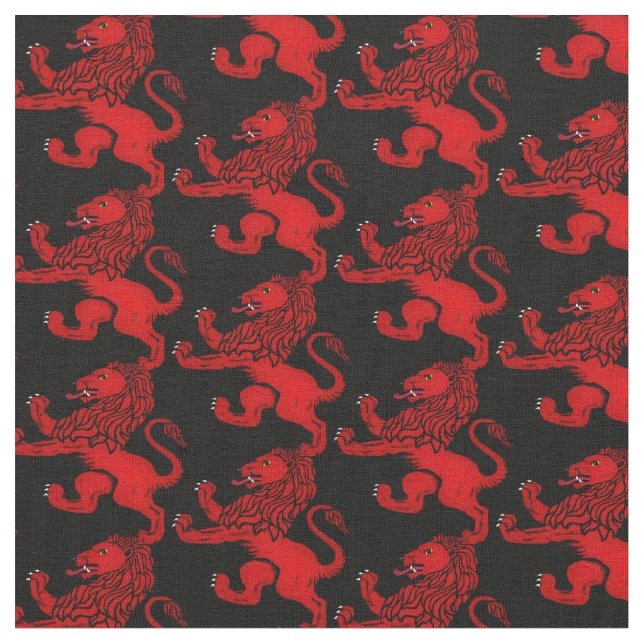 Tecido Scotland red Rampant Lion em preto (Detalhe)