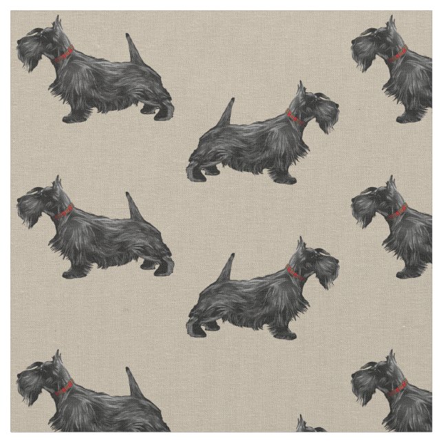 Tecido Scottie Dog com Tartan Collar (Detalhe)