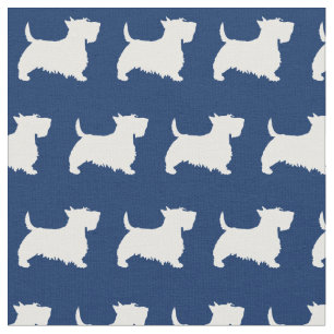Tecido Scottish Terrier Scottie Dog Pet Scotty Marinho Bl