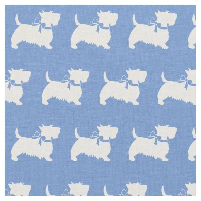Tecido Scottish Terrier Scottie Dog Scottie Blue (Detalhe)