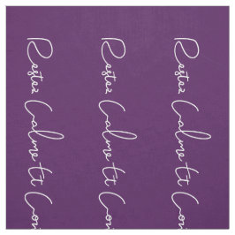 Tecido Script francês branco roxo Mantenha calma e contin