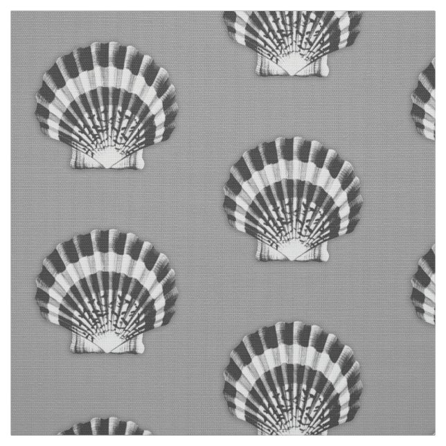 Tecido Sea Shell - cinzas de carvão e branco (Modelo)