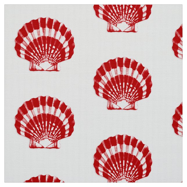 Tecido Sea Shell - vermelho profundo e branco (Modelo)
