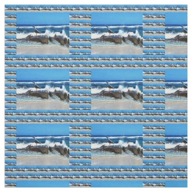 Tecido Seagull Em Beach Rocks, (Modelo)