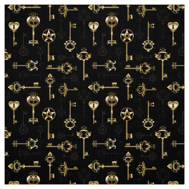 Tecido Seamless Pattern with Golden Keys (Modelo)