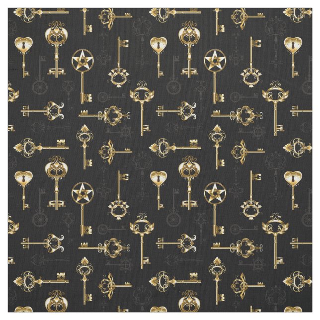 Tecido Seamless Pattern with Golden Keys (Modelo)