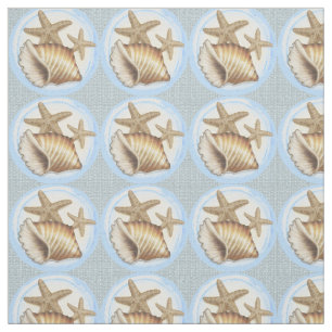 Tecido Seashell e Starfish