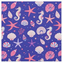 Tecido Seashells Seahorses and Seastars