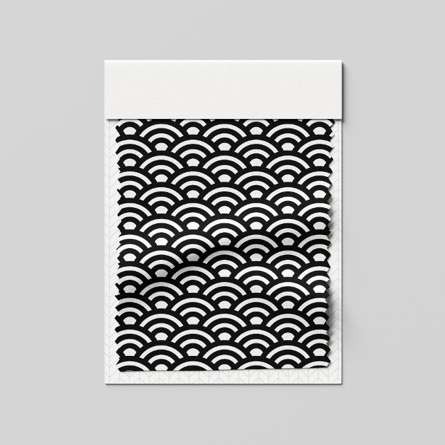 Tecido Seigaiha, Waves, Japanese, Black and White (Criador carregado)