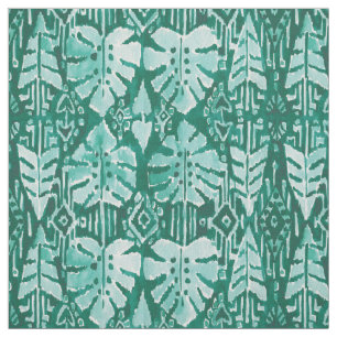 Tecido SELVA IKAT Monstera tribal tropical havaiano