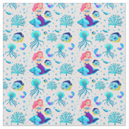 Tecido Sereia-de-água rosa em peixes submarinos de Seashe