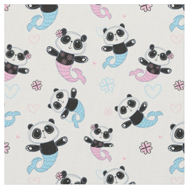 Tecido Sereias de Urso de Panda Bonitas (Detalhe)