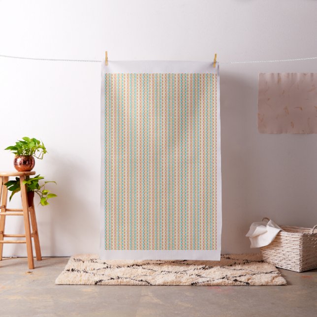 Tecido Setas Retro Chevron Orange Teal Dourado (In Situ)
