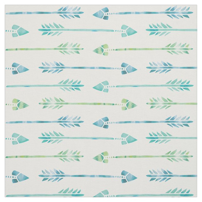 Tecido Setas verdes e azuis da aguarela (Modelo)