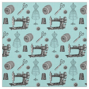 Tecido Sewing do Aqua do vintage