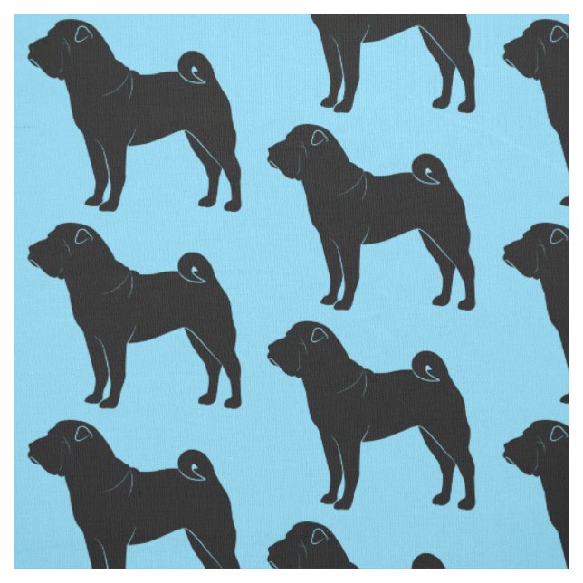 Tecido Shar Pei na silhueta no azul (Modelo)