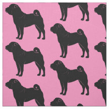 Shar Pei na silhueta no rosa