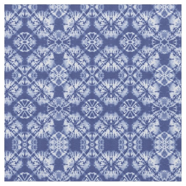 Tecido Shibori Indigo Blue Tie Dye Abstrato Patterno (Detalhe)