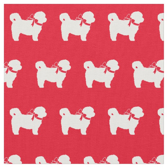 Tecido Shih Tzu Silhouette Pet Red (Detalhe)