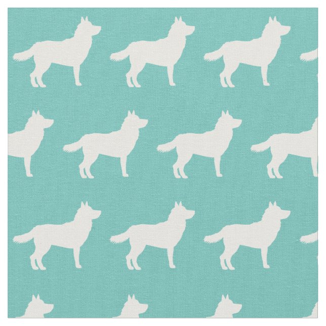 Tecido Siberian Husky Dog Silhout Pet Teal (Detalhe)