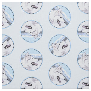 Tecido Siberian Husky Painting Silver and White Dog Art