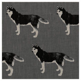 Tecido Siberian Husky schwarz weiß stehend Muster