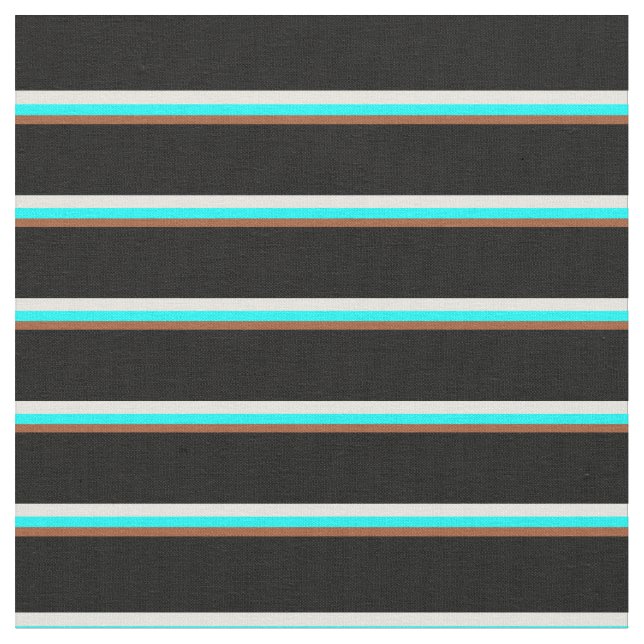 Tecido Siena, Cyan, Beige & Black Patternos de Stripes (Detalhe)