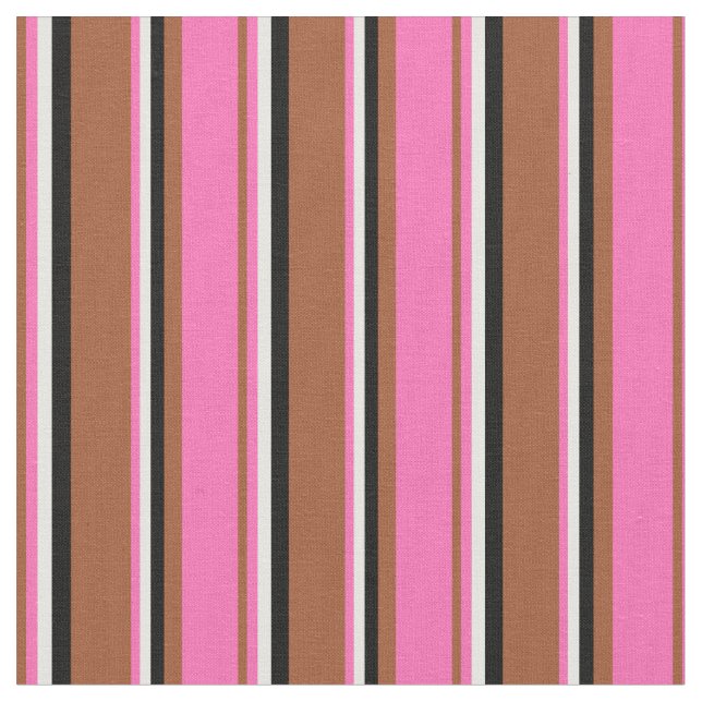 Tecido Siena, rosa quente, branco e faixas pretas (Detalhe)