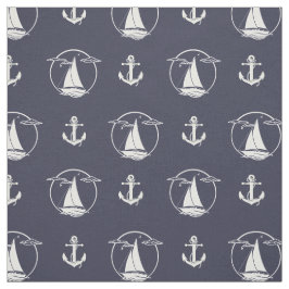 Tecido Silhueta branca de âncora/embarcação de vela branc