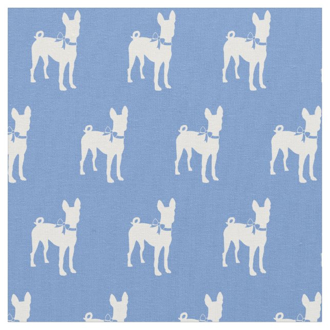Tecido Silhueta de Cachorro Basenji Azul Claro Pet (Detalhe)