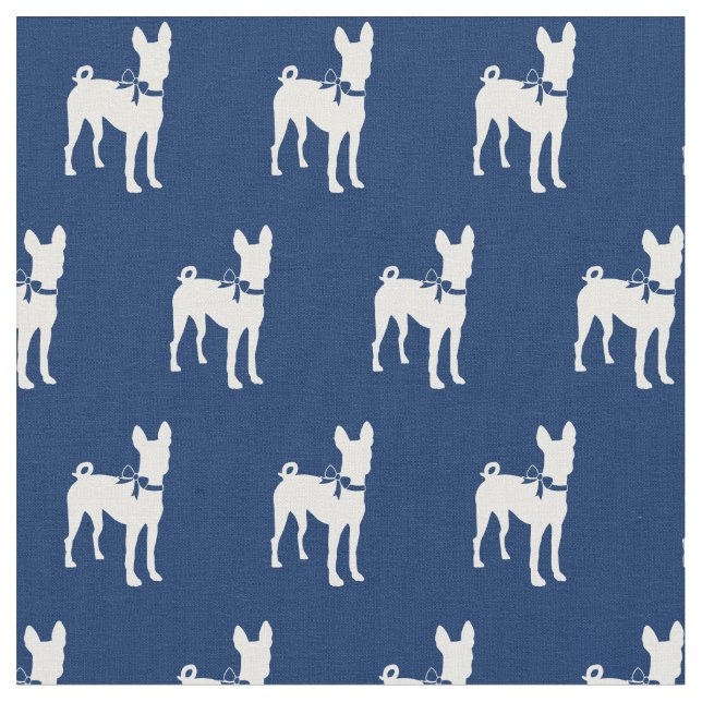 Tecido Silhueta de Cachorro Basenji Azul Marinho (Detalhe)