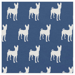 Tecido Silhueta de Cachorro Basenji Pet Azul Marinho
