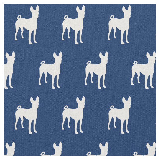 Tecido Silhueta de Cachorro Basenji Pet Azul Marinho (Detalhe)