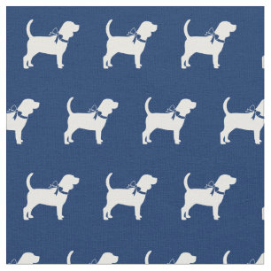 Tecido Silhueta de Cachorro Beagle Azul Marinho