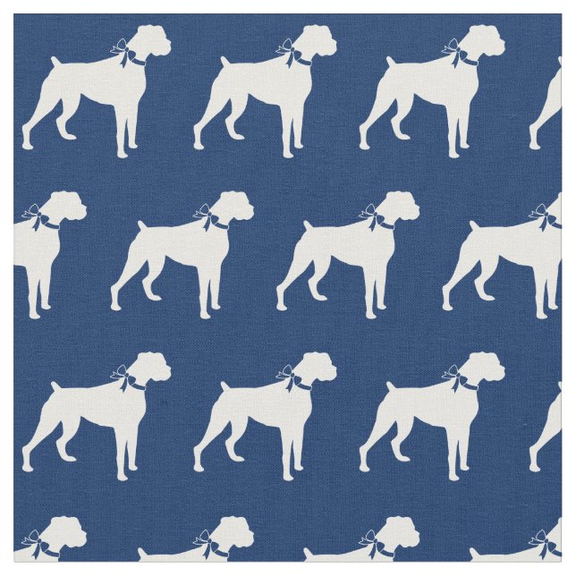 Tecido Silhueta de Cachorro Boxer Pet Azul Marinho (Detalhe)