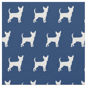 Tecido Silhueta de Cachorro Chihuahua Azul Marinho