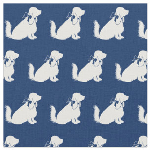 Tecido Silhueta de Cachorro Cocker Spaniel Azul Marinho