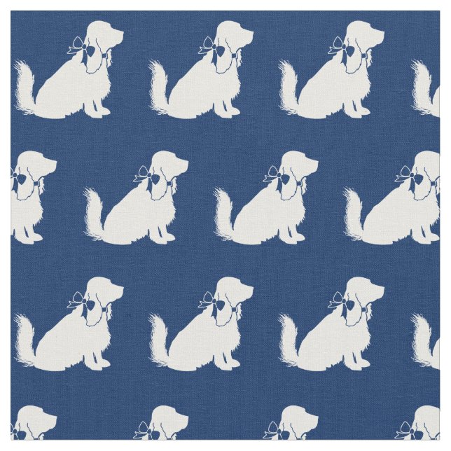 Tecido Silhueta de Cachorro Cocker Spaniel Azul Marinho (Detalhe)